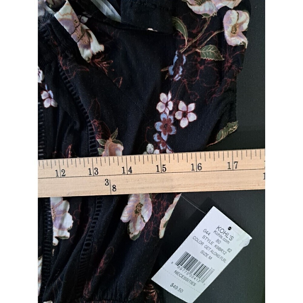 American Rag Floral Black Size Medium Ladder Knit Flouncy Peasant Dress NWT - Picture 5 of 6